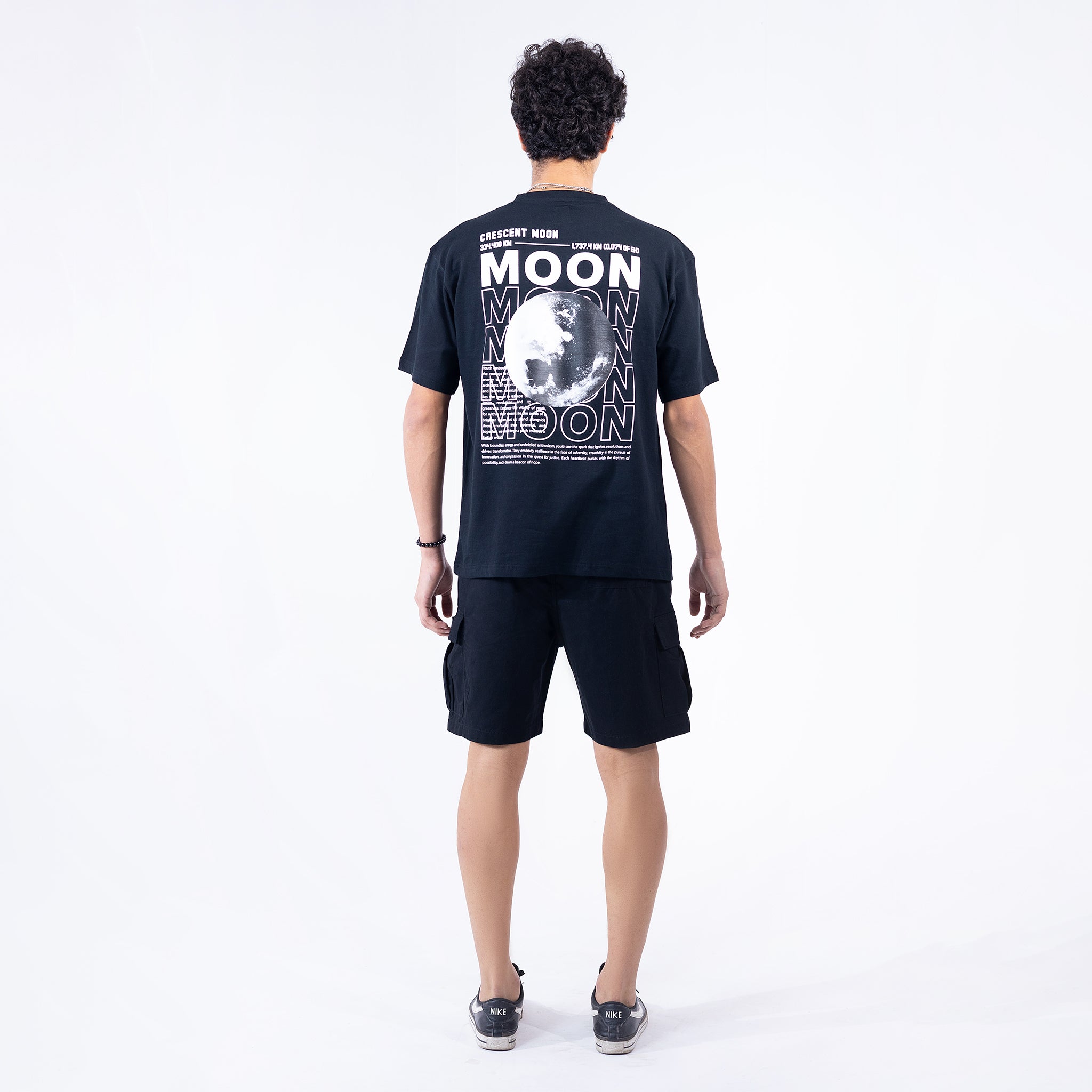 Oversized T-shirt (Moon Print) Black
