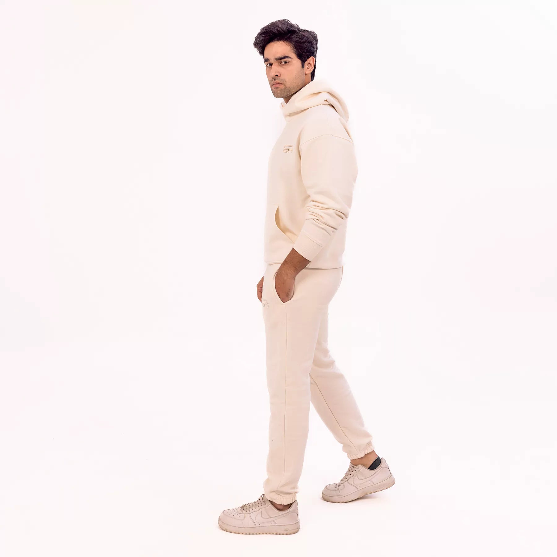 hoodie in cream color