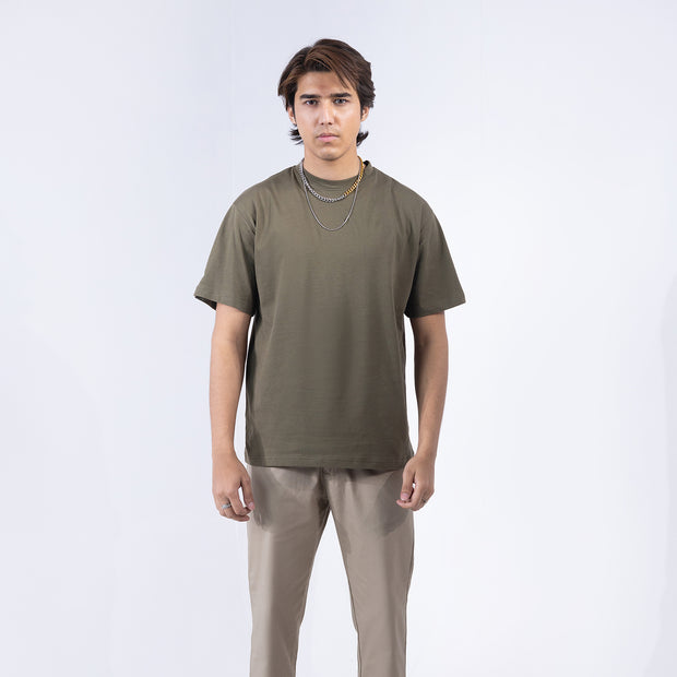 Oversized T-shirt (Moon Print) Olive