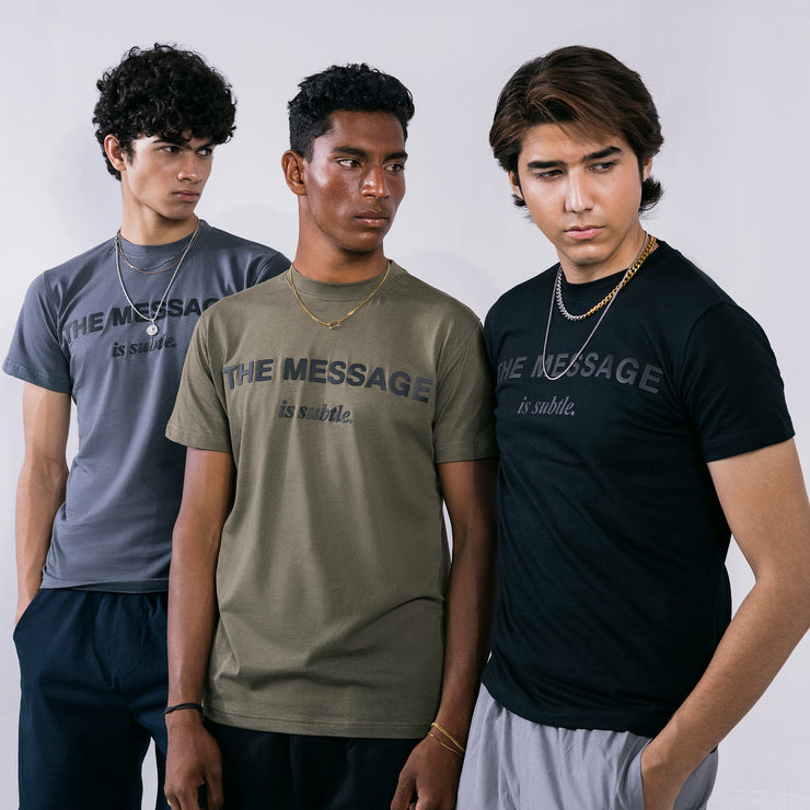 High Density Print Regular Fit Tee Black