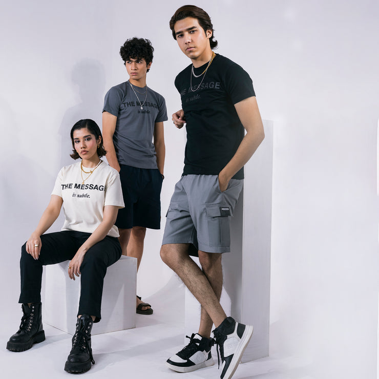 High Density Print Regular Fit Tee Black