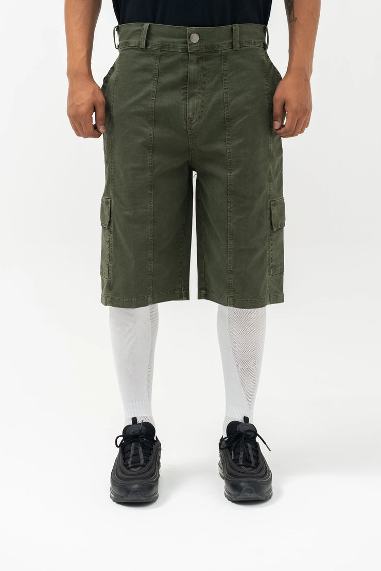 OLIVE CARGO SHORTS