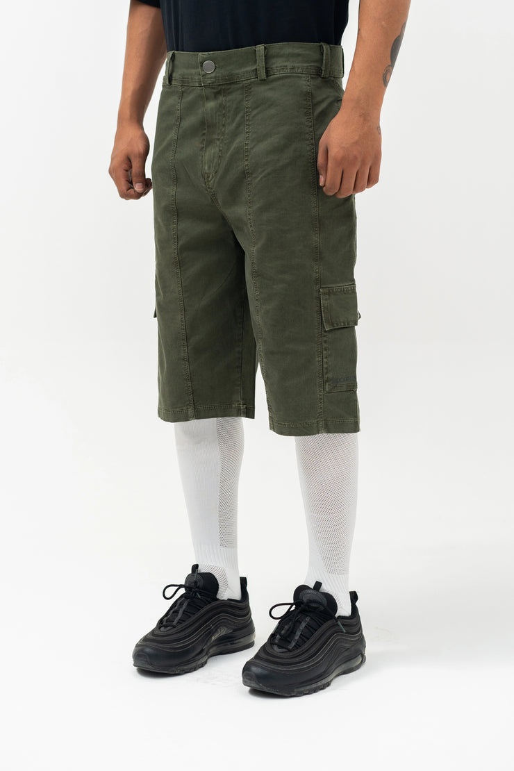 OLIVE CARGO SHORTS