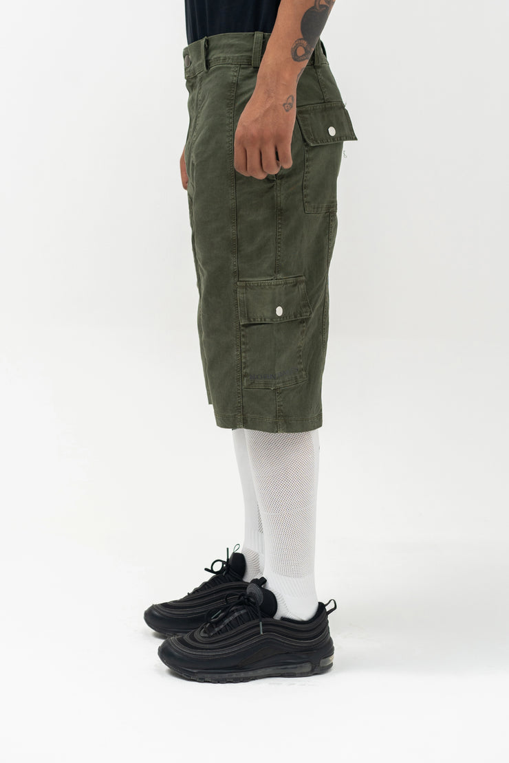 OLIVE CARGO SHORTS