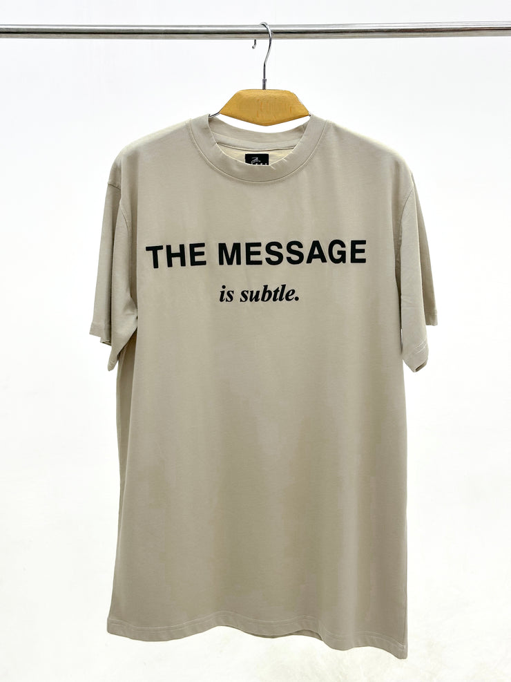 High Density Print Regular Fit Tee Grey Beige