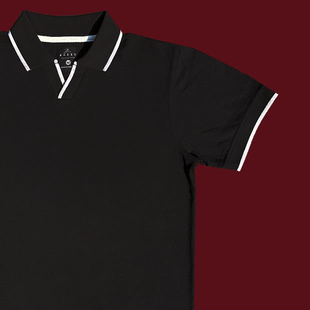Knit Exclusive White Border Polo Black