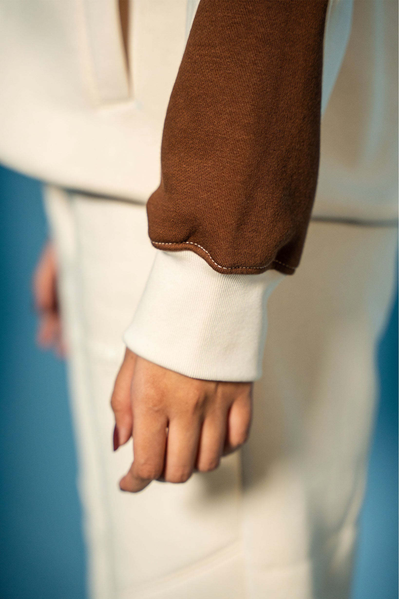 Cream and Brown Fleece Jacket