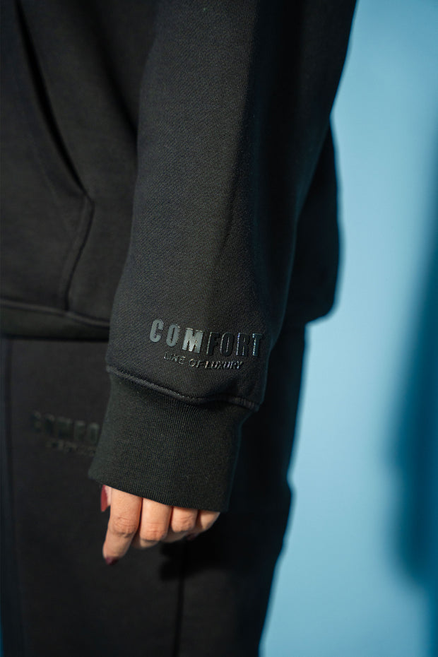 Black Bold Puff Comfort Hoodie
