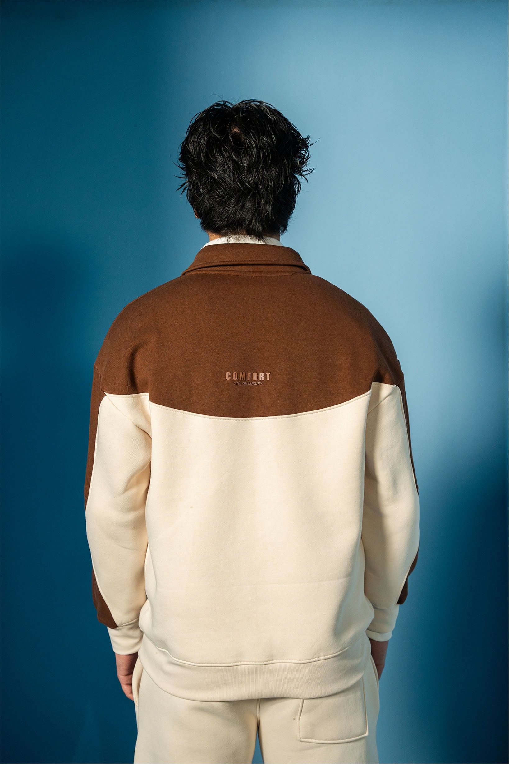 Cream and Brown Fleece Jacket