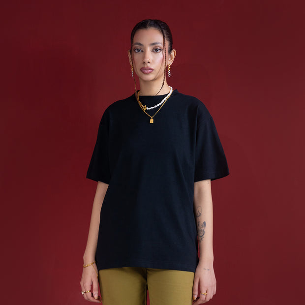 Oversized T-shirt (Moon Print) Black