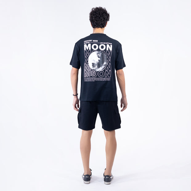 Oversized T-shirt (Moon Print) Black