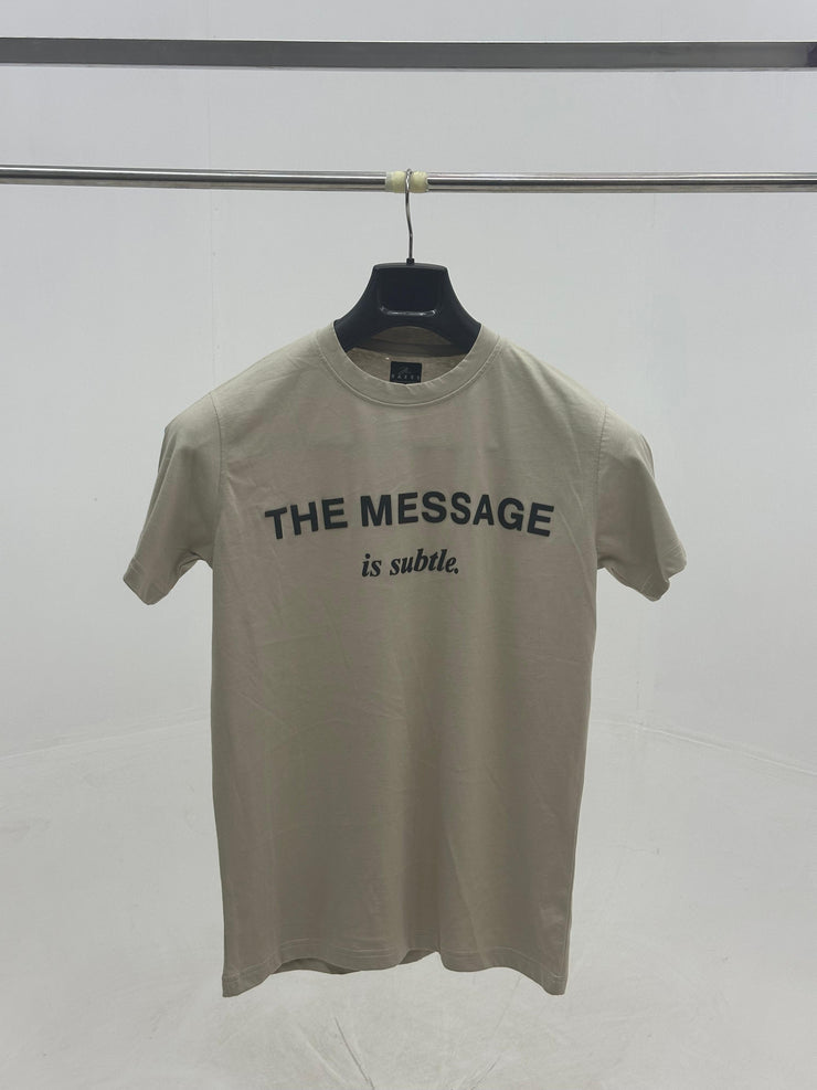 High Density Print Regular Fit Tee Grey Beige
