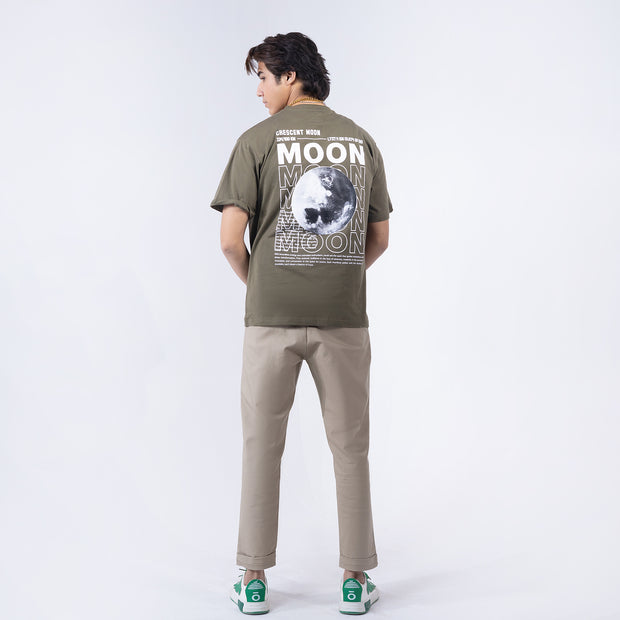 Oversized T-shirt (Moon Print) Olive