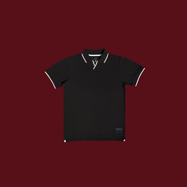 Knit Exclusive White Border Polo Black