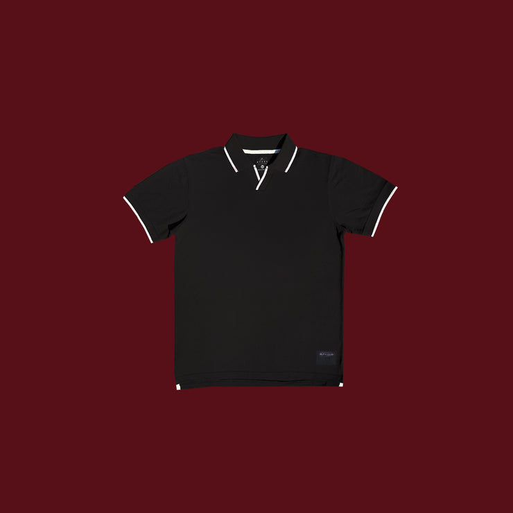 Knit Exclusive White Border Polo Black