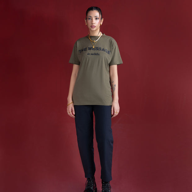 High Density Print Regular Fit Tee Olive