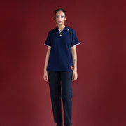 Knit Exclusive White Border Polo Navy