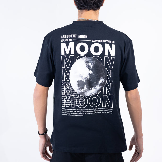 Oversized T-shirt (Moon Print) Black