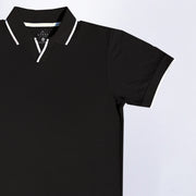 Knit Exclusive White Border Polo Black
