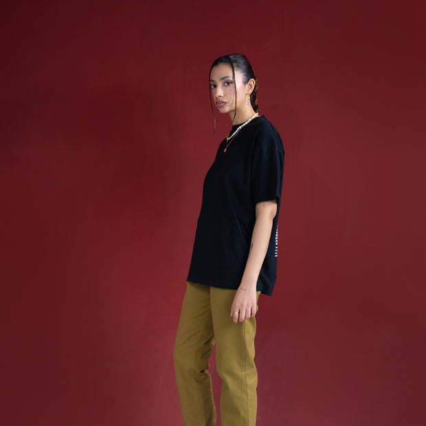 Oversized T-shirt (Moon Print) Black