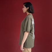 Oversized T-shirt (Moon Print) Olive