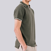 Knit Exclusive White Border Polo Olive