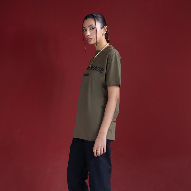 High Density Print Regular Fit Tee Olive