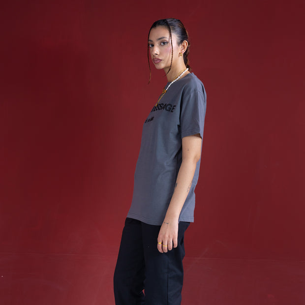High Density Print Regular Fit Tee Grey