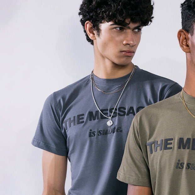 High Density Print Regular Fit Tee Grey